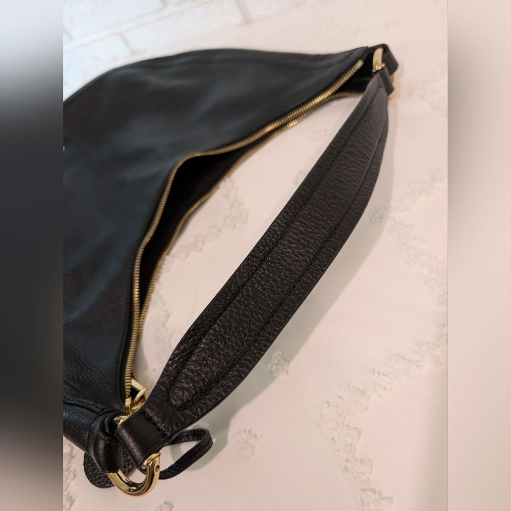 Michael Kors Lydia Large Black Pebbled Leather Shoulder Bag Hobo Boho Purse MK - Picture 7 of 16